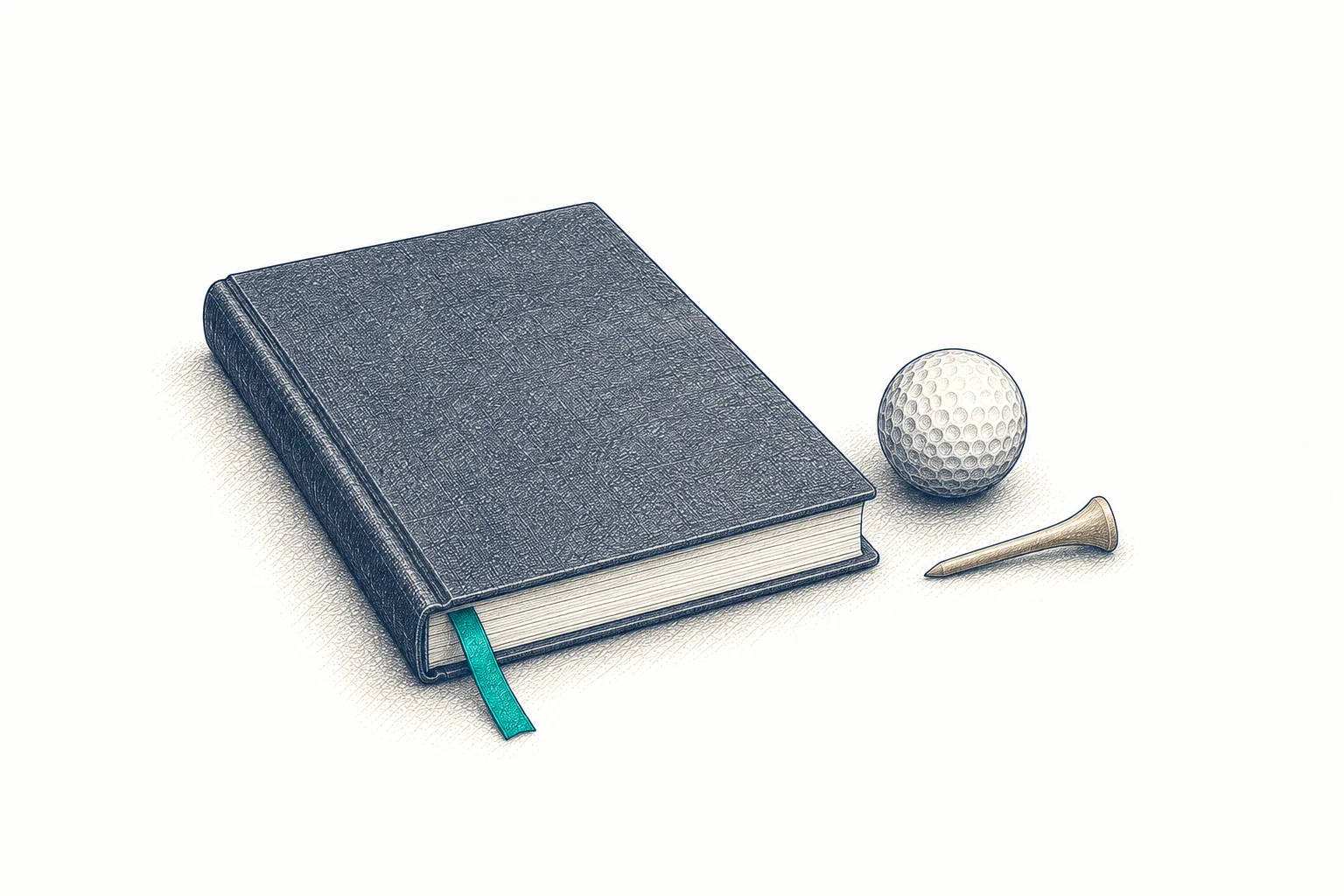 Brand collateral laid out: cards, a scorecard and a tee marker