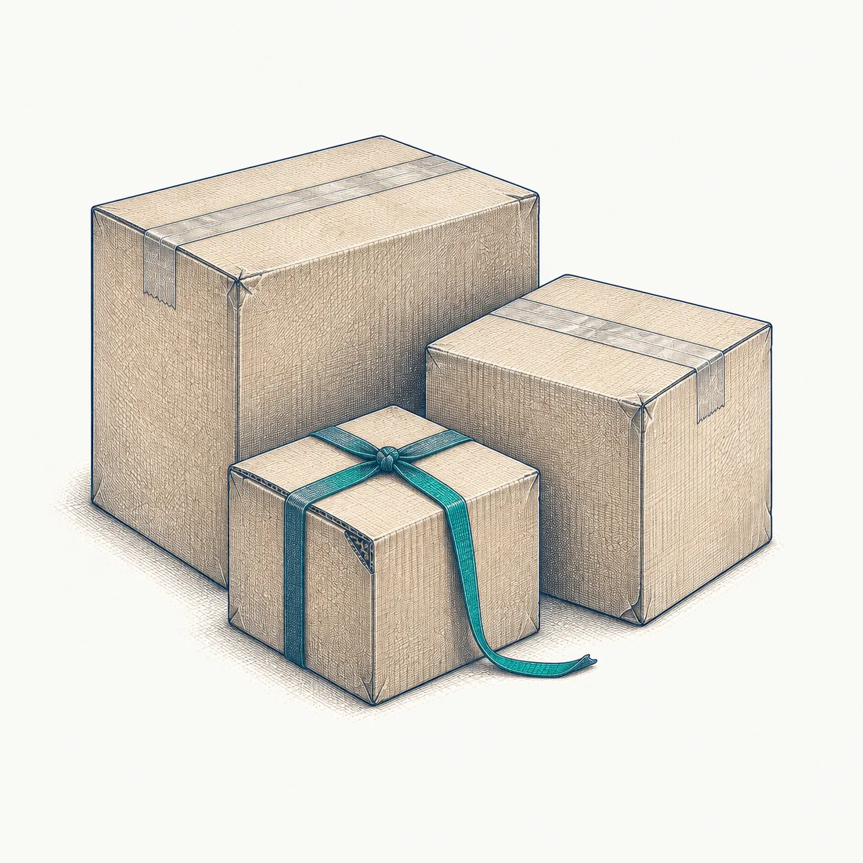 A packing bench: an order slip, tape gun and a carton being closed